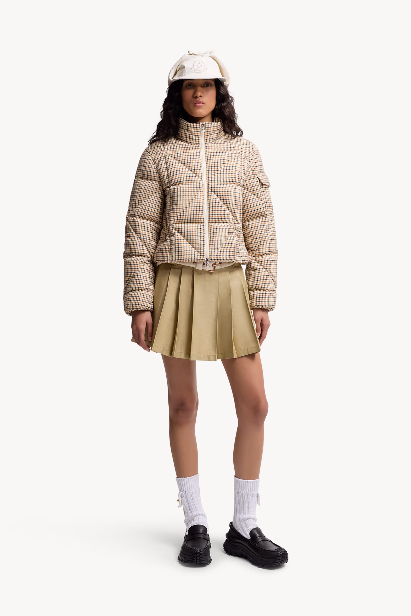 Keros Diamond-Quilted Wool Blend Short Down Jacket Women Beige Moncler 0